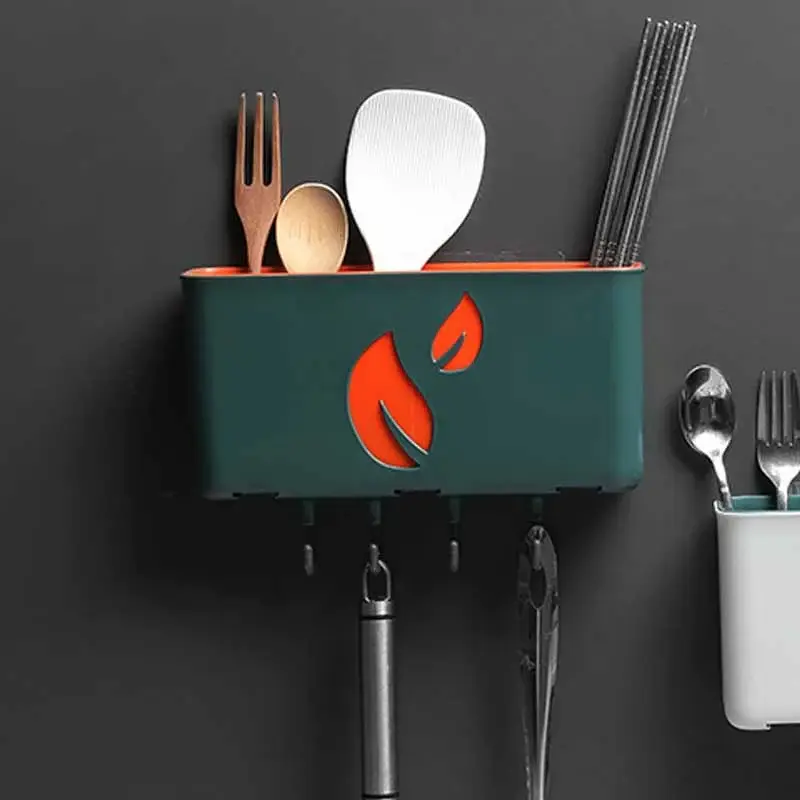 Household Double-layer Plastic Chopstick Cage | Color: Dark green | style: Double grid