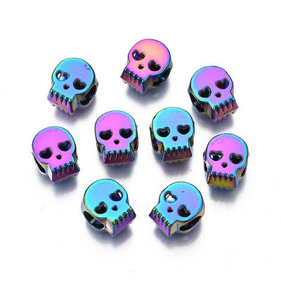 Rack Plating Rainbow Color Alloy European Beads