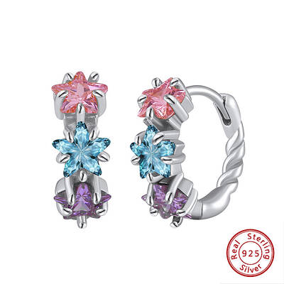 925 Sterling Silver Micro Pave Cubic Zirconia Hoop Earrings