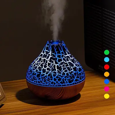 Volcano Design Air Humidifier, 7 Color Changing USB Powered Desktop Atmosphere Humidifier, Portable Air Humidifier for Bedroo...