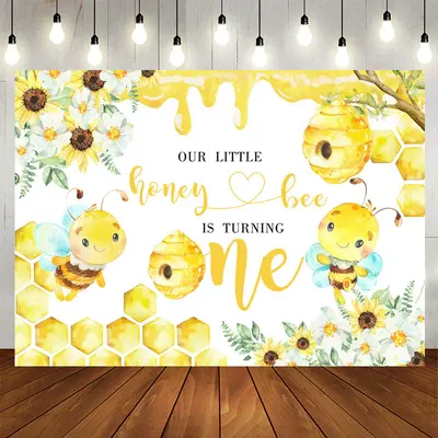 Aperturee Little Honey Bee Is Turning One Birthday Backdrop