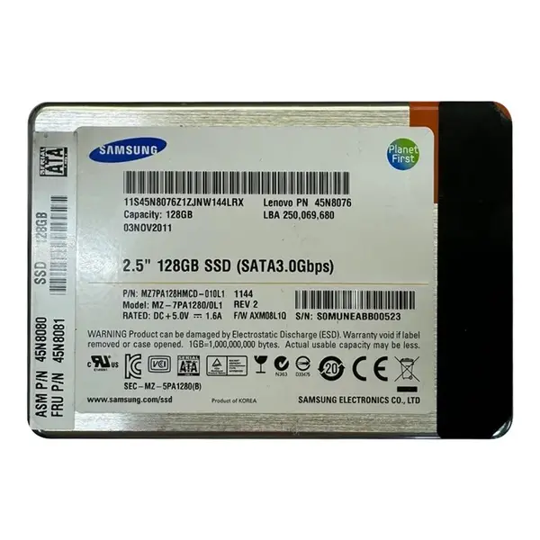 Lenovo 45N8081 | 128GB Multi-Level Cell SATA 3Gb/s 2.5-Inch Solid State Drive for ThinkPad T420