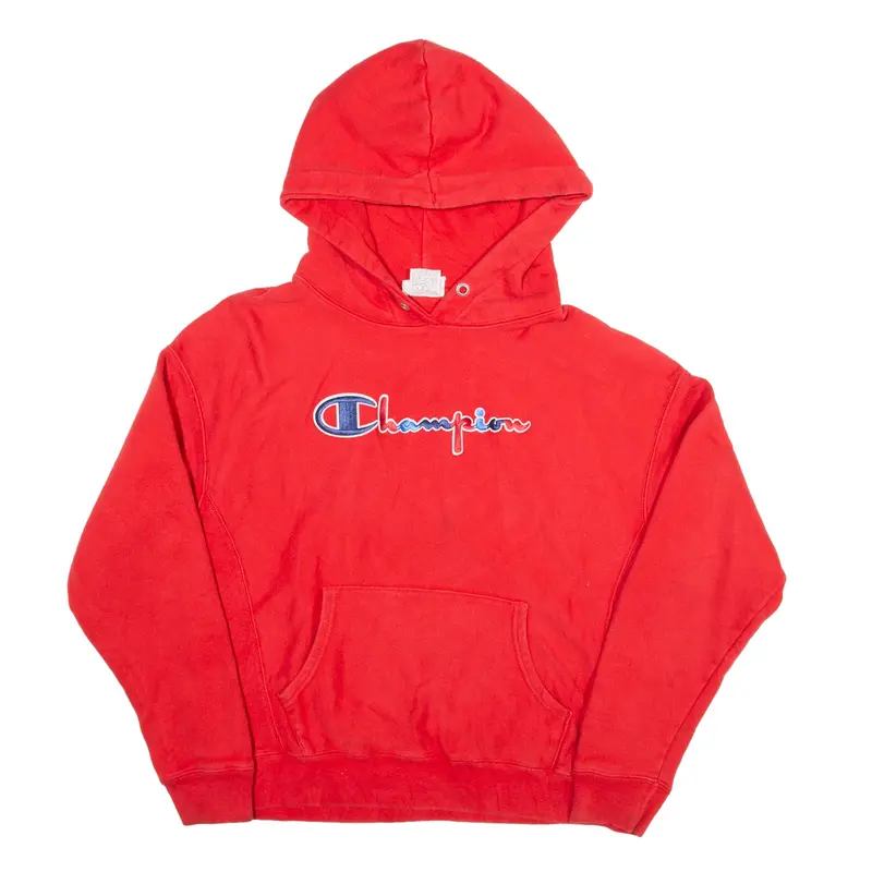 CHAMPION Reverse Weave Hoodie Red Pullover Boys L