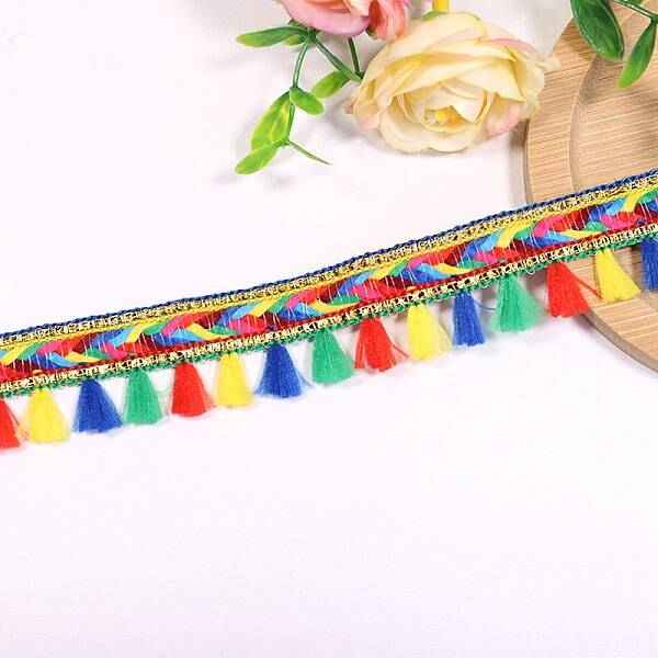 50 Yards Rainbow Color Polyester Fringe Ribbon