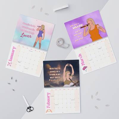 Hand Drawn T Swift 2025 Calendar - The Eras Tour Tribute With Lyrics