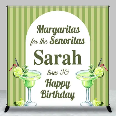 Margaritas For Senoritas Party Custom Birthday Backdrop - Aperturee