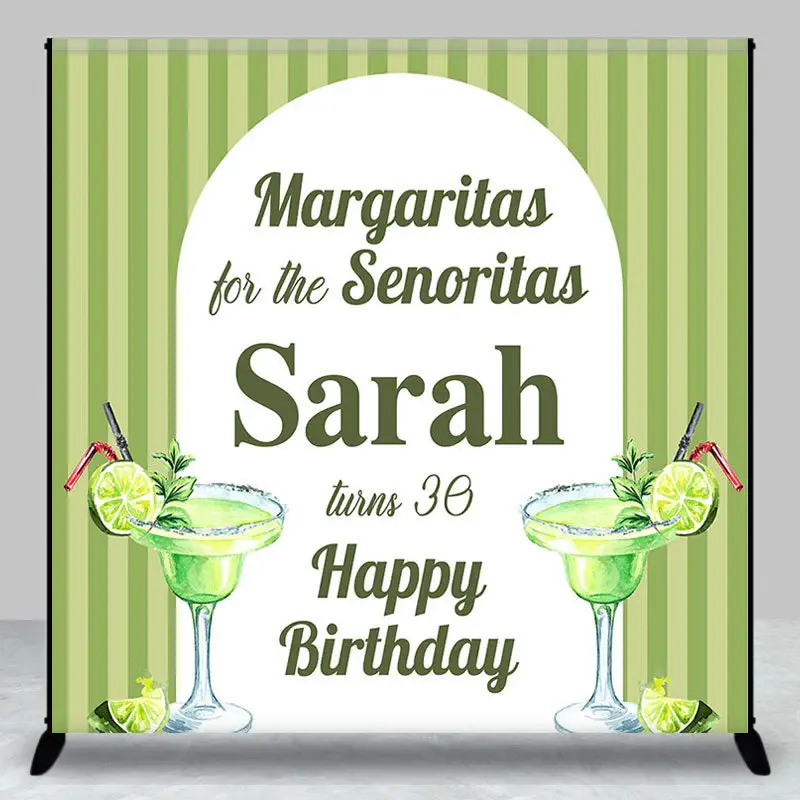 Margaritas For Senoritas Party Custom Birthday Backdrop - Aperturee