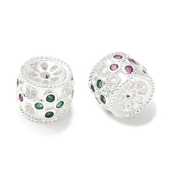 Brass Micro Pave Cubic Zirconia Beads