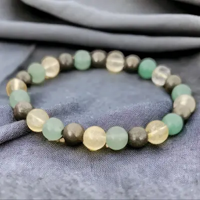 Money Manifesting Bracelet with Citrine, Pyrite and Green Aventurine