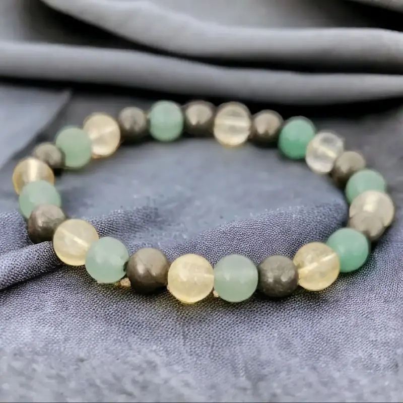 Money Manifesting Bracelet with Citrine, Pyrite and Green Aventurine