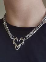A Present for Fathers Day, Men's Punk Heart Design Pendant Necklace, Stainless Steel Chunky Chain Jewelry for Party, Daily Cl...
