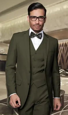 Mens Wool Blend Suit 3Piece Set  Solid Colors Statement