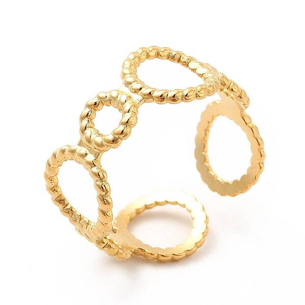 Ion Plating(IP) 304 Stainless Steel Circle Wrap Open Cuff Ring for Women