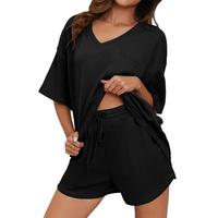 DOKOTOO Women's Two Piece Outfits with V Neck Pullover Top and Drawstring Shorts Pants, Casual Lounge Set with Pockets - Clot...