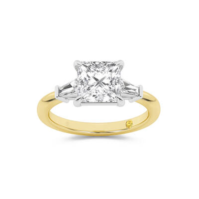 Valentina Tapered Baguette Lab Grown Three Stone Princess Cut Diamond Engagement Ring |14K Yellow Gold 2 3/4 CT. TW.