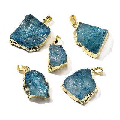 Raw Rough Natural Dyed Quartz Crystal Pendants