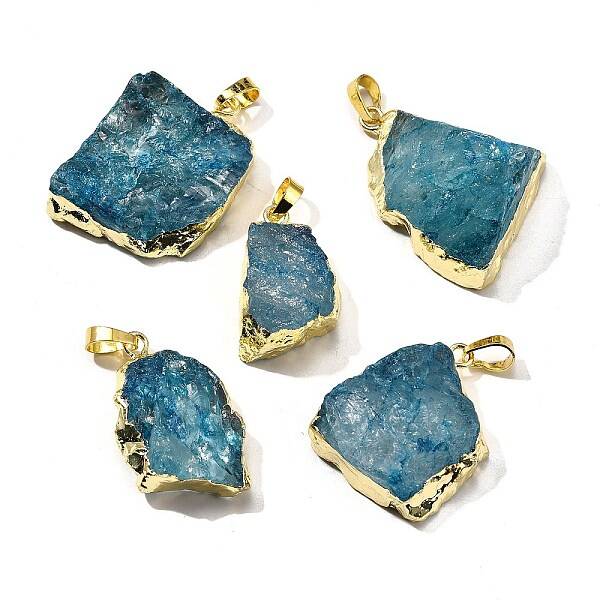 Raw Rough Natural Dyed Quartz Crystal Pendants