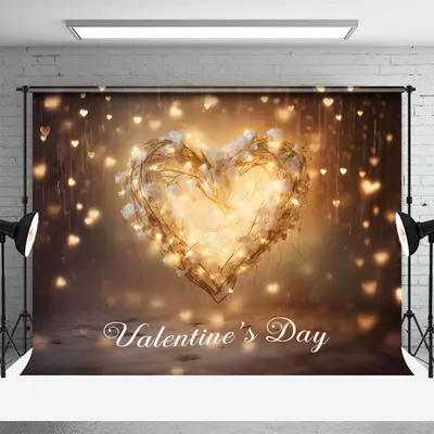 Warm Heart Light Bokeh Photo Valentines Day Backdrop - Aperturee