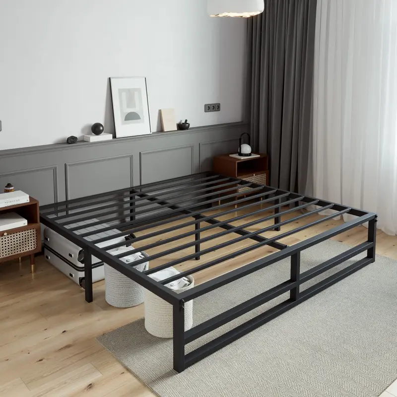 SHA CERLIN Heavy Duty Basic Metal Bed Frame【Frame Only No Mattress】14 High Platform with Underbed Storage,Steel Slats S...