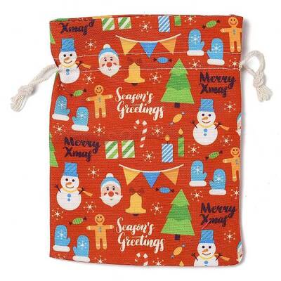 Christmas Theme Cloth Printed Storage Bags