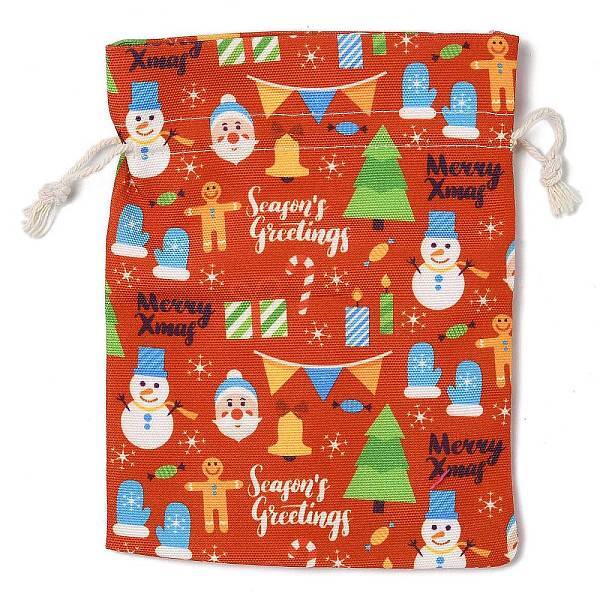 Christmas Theme Cloth Printed Storage Bags