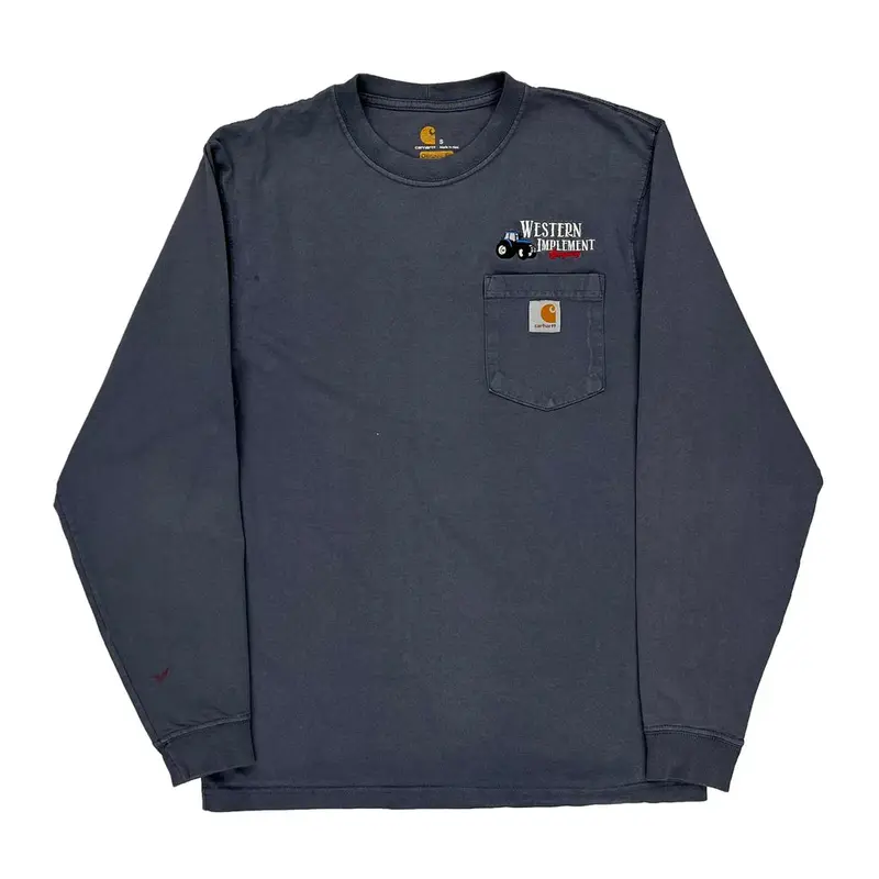 Western Implement Carhartt Graphic Long Sleeve T-Shirt - Small Navy Cotton