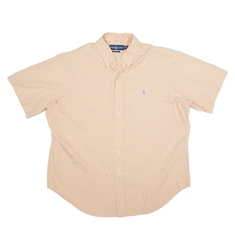 RALPH LAUREN Shirt Orange Check Short Sleeve Mens XL