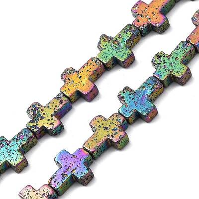 Electroplated Natural Lava Rock Beads Strands