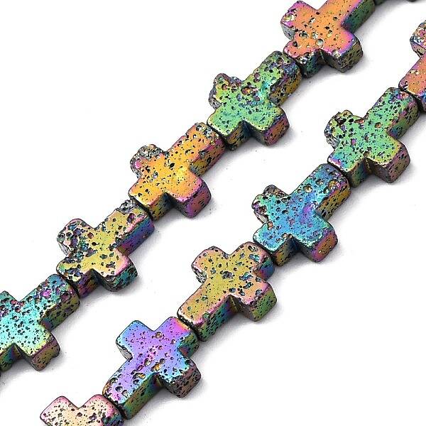 Electroplated Natural Lava Rock Beads Strands