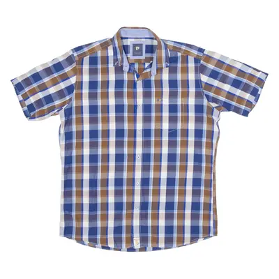 PIERRE CARDIN Shirt Blue Check Short Sleeve Mens M