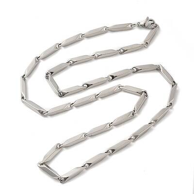 Non-Tarnish 201 Stainless Steel Rectangle Bar Link Chain Necklace