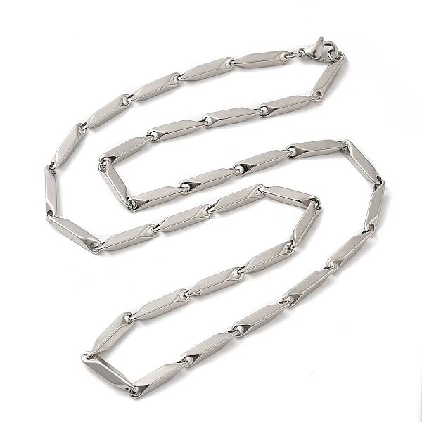 Non-Tarnish 201 Stainless Steel Rectangle Bar Link Chain Necklace