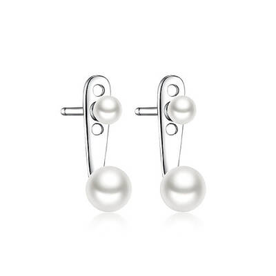 Rhodium Plated 925 Sterling Silver Front Back Stud Earrings for Women