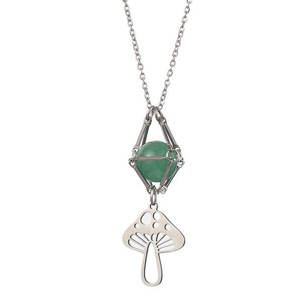 Natural Green Aventurine Interchangeable Holder Pendant Necklace for Women