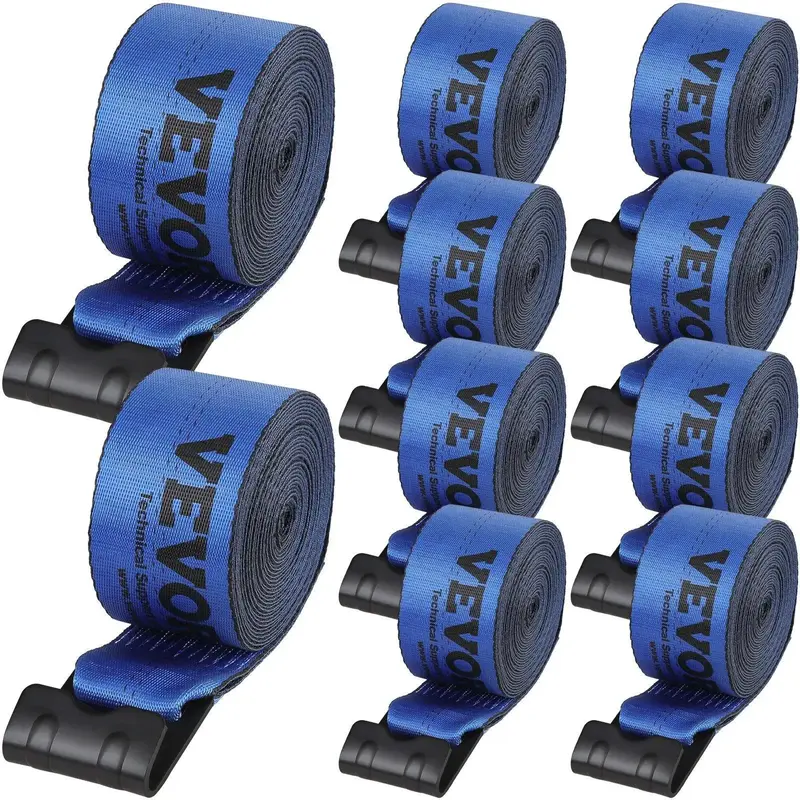VEVOR Winch Straps, 10 Pack 4 x 30', 6000 lbs Load Capacity, 18000 lbs Breaking Strength, Truck Straps with Flat Hook, Flat...