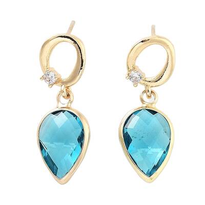 Brass Micro Pave Cubic Zirconia Stud Earrings