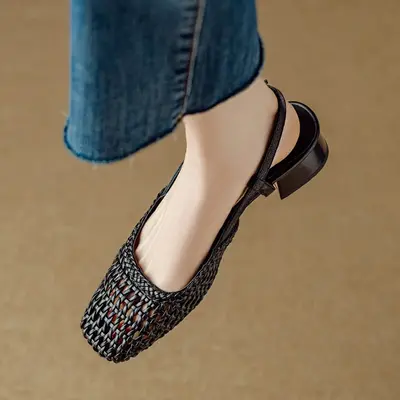 CHIKO Shakia Square Toe Block Heels Slingback Shoes