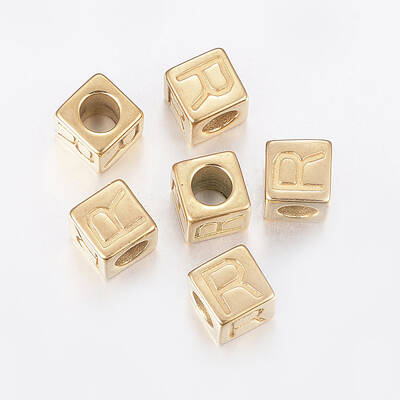 304 Stainless Steel Large Hole Letter European Beads