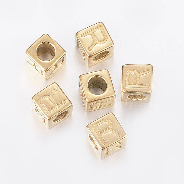 304 Stainless Steel Large Hole Letter European Beads