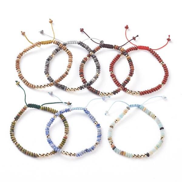 Natural Mixed Gemstone Braided Bead Bracelets