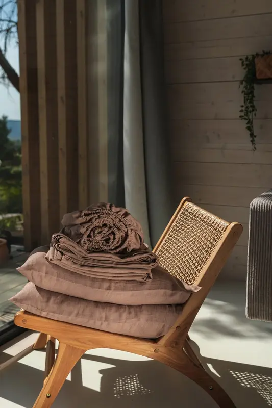 Linen sheets set in Rosy Brown | Size: US Full / Double + Queen pillowcases