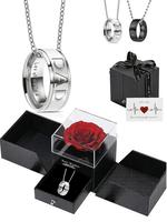 Father's Day Gift, Dad Engraved Ring Necklace with Rose Gift Box, Stainless Steel Jewelry for Men, Fashion Jewelry for Party,...