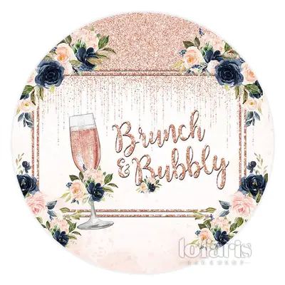 Aperturee Circle Pink Brunch And Bubbly Bridal Shower Backdrop | Backdrop For Indian Wedding | Wedding Stage Backdrop | Custo...