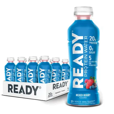 Ready Protein Water - LIMITED EDITION FLAVOR - Mixed Berry, 12 Pack - 20g of Protein