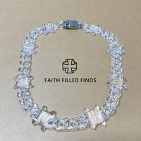 FaithFilledFinds Clear Barbed Wire Chain Necklace, Hip Hop Style X-Ray Link Choker for Men, Women, Boys and Girls, Punk Goth ...