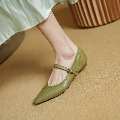 CHIKO Assumpta Pointy Toe Block Heels Mary Jane Shoes