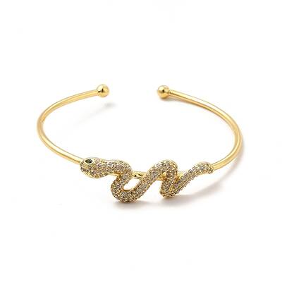 Clear Cubic Zirconia Snake Cuff Bangle
