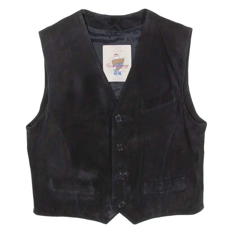 COMPANY Womens Waistcoat Black Leather M