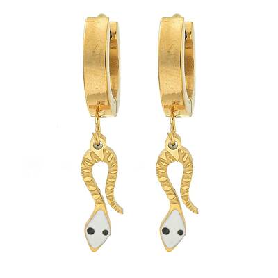 Snake Ion Plating(IP) 304 Stainless Steel Dangle Earrings