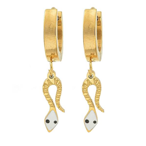 Snake Ion Plating(IP) 304 Stainless Steel Dangle Earrings